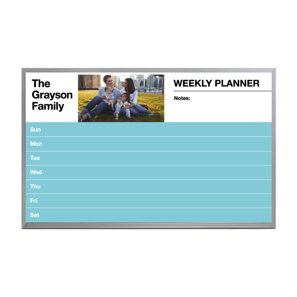 Weekly Planner Satin Aluminum Frame | Custom Printed Landscape Non-Magnetic Whiteboard