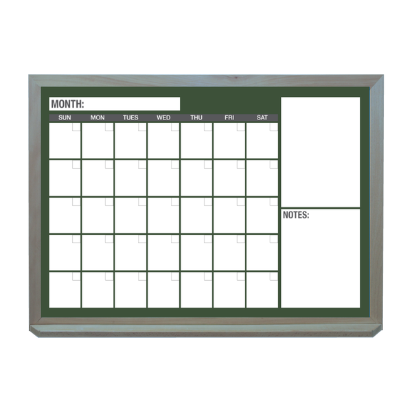 One Month Calendar Barnwood Frame | Custom Printed Landscape Non-Magnetic Whiteboard