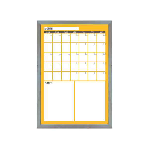 One Month Calendar Barnwood Frame | Custom Printed Portrait Magnetic Whiteboard