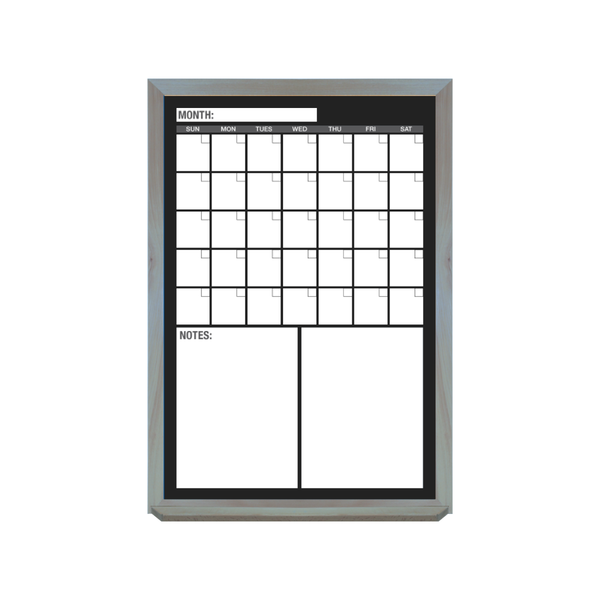 One Month Calendar Barnwood Frame | Custom Printed Portrait Non-Magnetic Whiteboard