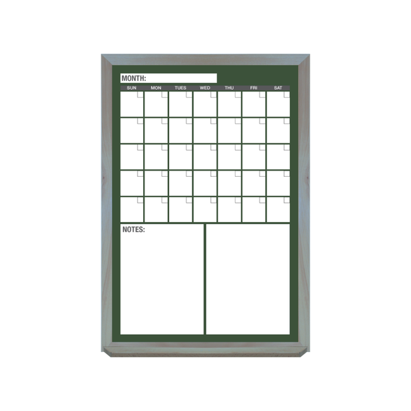 One Month Calendar Barnwood Frame | Custom Printed Portrait Non-Magnetic Whiteboard