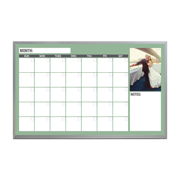One Month Calendar Satin Aluminum Frame | Custom Printed Landscape Magnetic Whiteboard