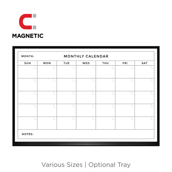 Monthly Calendar | Ebony Aluminum Frame Landscape Magnetic