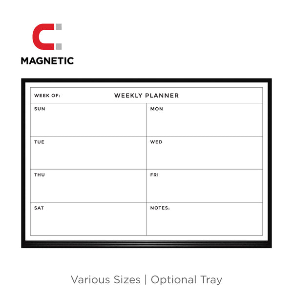 Weekly Planner | Ebony Aluminum Frame Landscape Magnetic