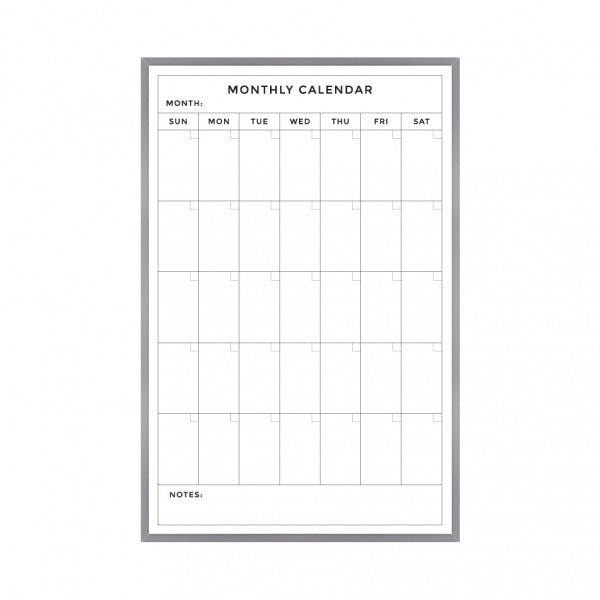 Monthly Calendar | Satin Aluminum Frame Portrait Lam-Rite