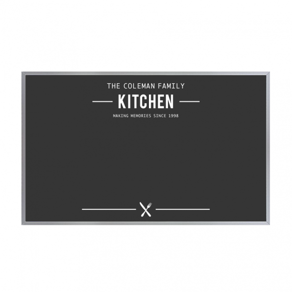Kitchen Logo Satin Aluminum Frame | Custom Printed Landscape Magnetic Chalkboard