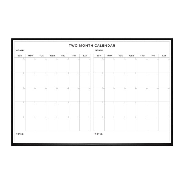Two Monthly Calendar | Ebony Aluminum Frame Landscape Lam-Rite