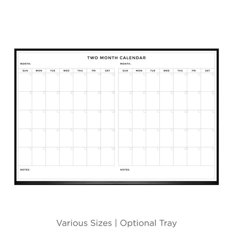 Two Monthly Calendar | Ebony Aluminum Frame Landscape Lam-Rite