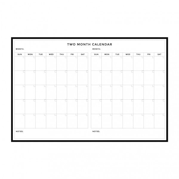 Two Monthly Calendar | Ebony Aluminum Frame Landscape Lam-Rite