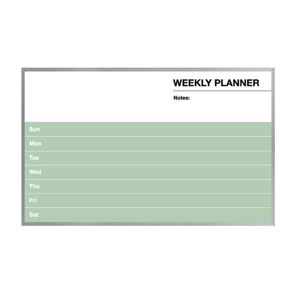 Weekly Planner Satin Aluminum Frame | Custom Printed Landscape Magnetic Whiteboard