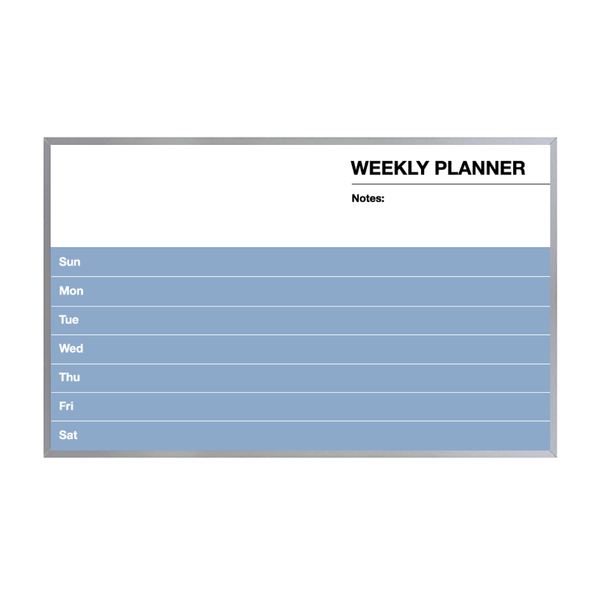 Weekly Planner Satin Aluminum Frame | Custom Printed Landscape Magnetic Whiteboard
