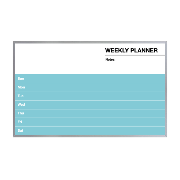 Weekly Planner Satin Aluminum Frame | Custom Printed Landscape Non-Magnetic Whiteboard