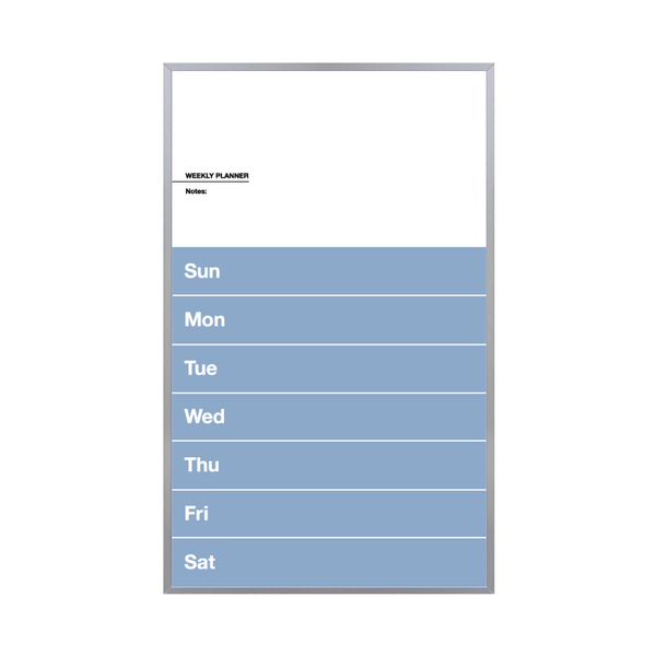 Weekly Planner Satin Aluminum Frame | Custom Printed Portrait Non-Magnetic Whiteboard