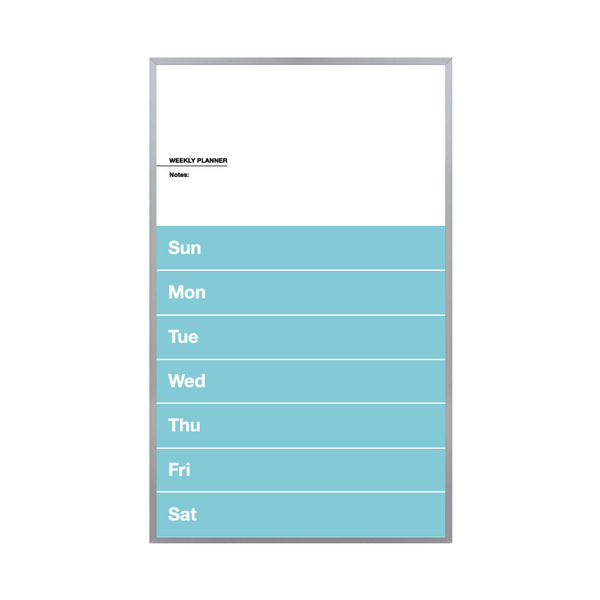 Weekly Planner Satin Aluminum Frame | Custom Printed Portrait Non-Magnetic Whiteboard