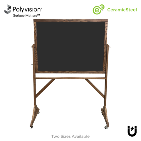 Dark Walnut Wood Frame | Portable Ceramic Steel Chalkboard
