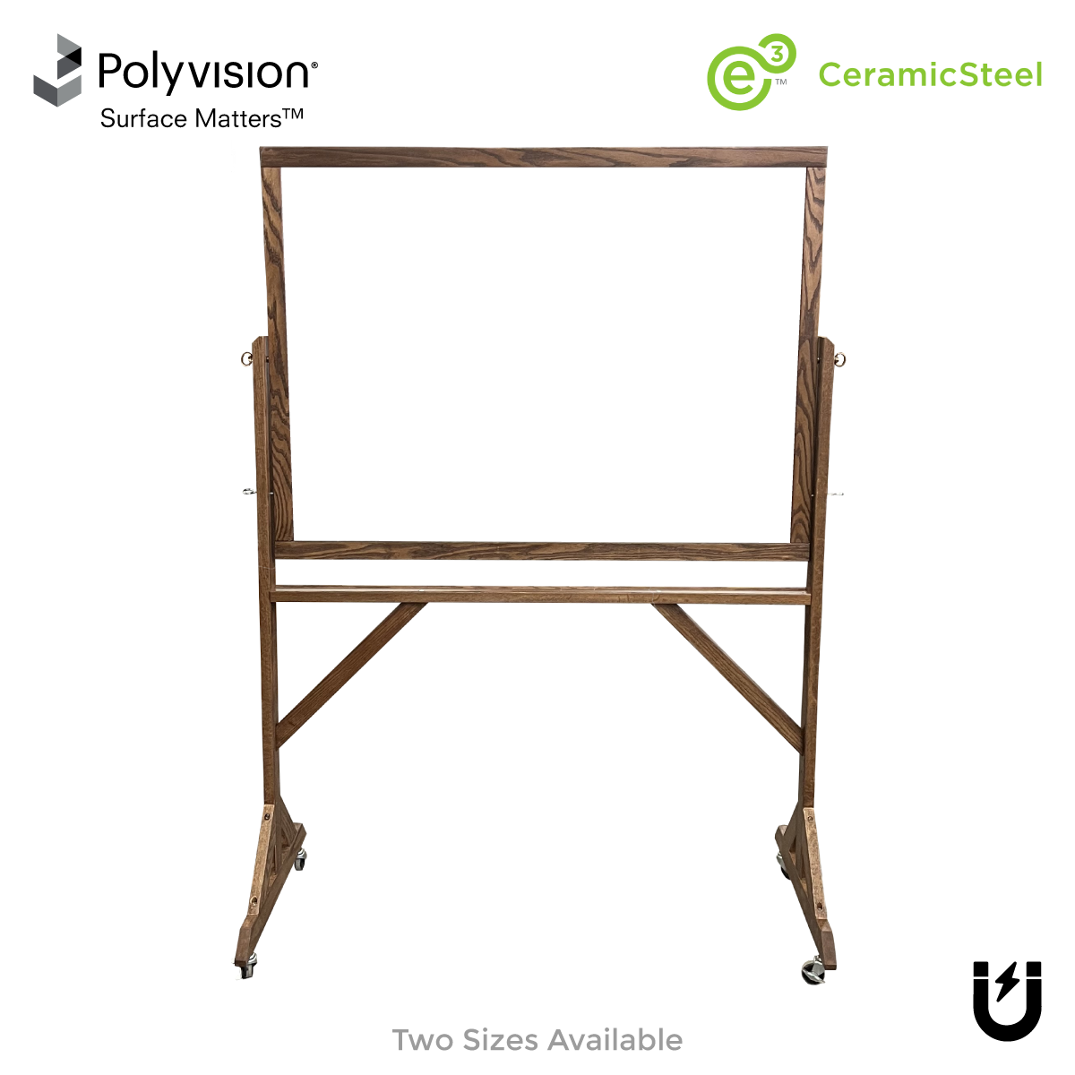 Dark Walnut Wood Frame | Portable Ceramic Steel Whiteboard