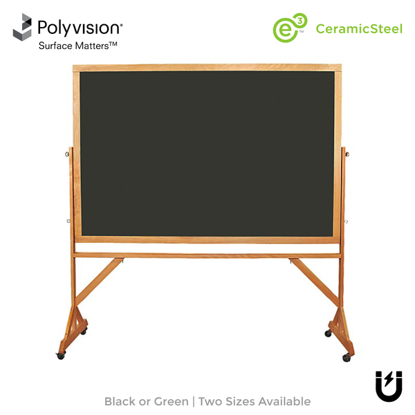 Wood Frame | Portable Ceramic Steel Chalkboard