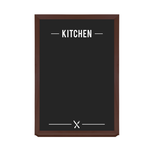 Kitchen Logo Wood Frame | Custom Printed Portrait Magnetic Steel Chalkboard