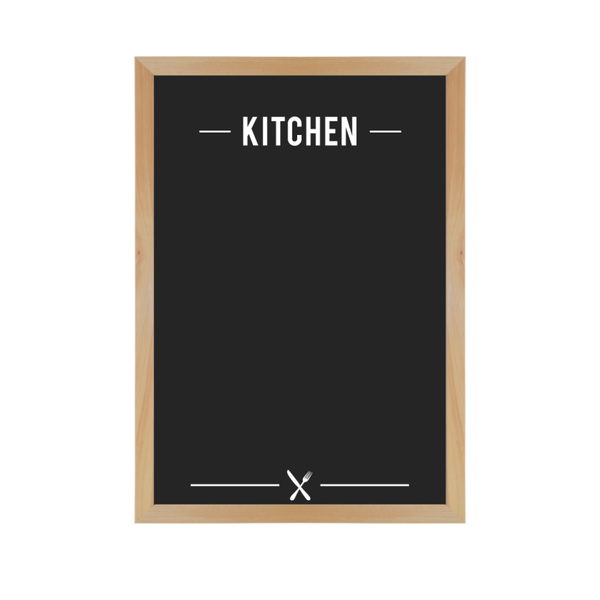 Kitchen Logo Wood Frame | Custom Printed Portrait Magnetic Steel Chalkboard