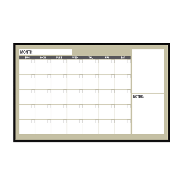 One Month Calendar Ebony Aluminum Frame | Custom Printed Landscape Magnetic Whiteboard