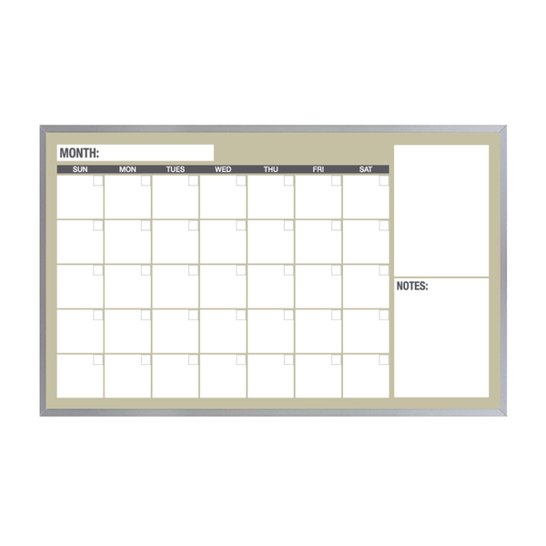One Month Calendar Satin Aluminum Frame | Custom Printed Landscape Magnetic Whiteboard