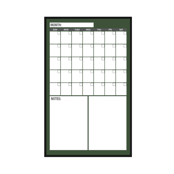 One Month Calendar Ebony Aluminum Frame | Custom Printed Portrait Non-Magnetic Whiteboard