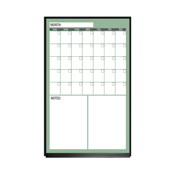 One Month Calendar Ebony Aluminum Frame | Custom Printed Portrait Magnetic Whiteboard