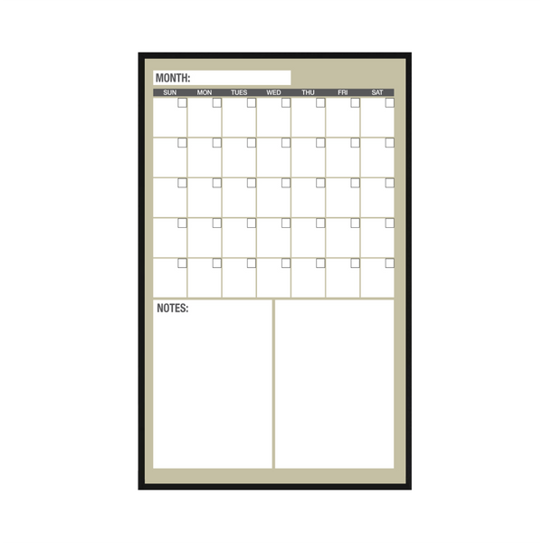 One Month Calendar Ebony Aluminum Frame | Custom Printed Portrait Magnetic Whiteboard