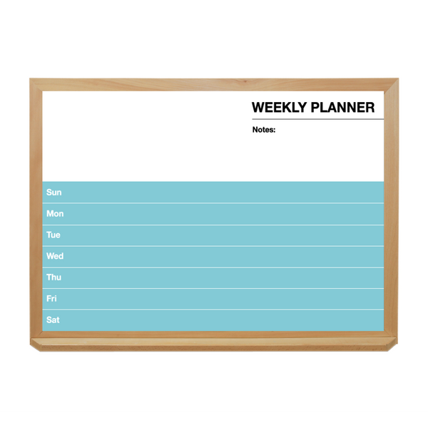 Weekly Planner Wood Frame | Custom Printed Landscape Non-Magnetic Whiteboard