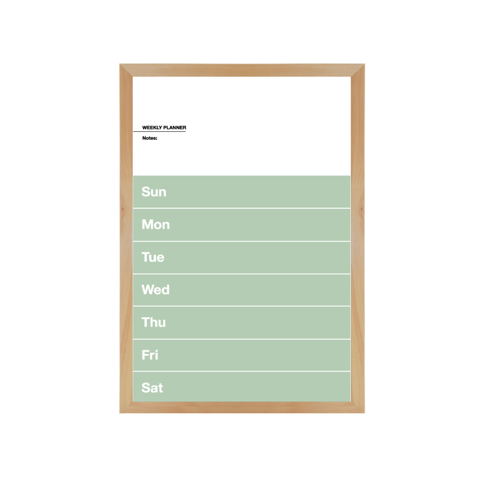 Weekly Planner Wood Frame | Custom Printed Portrait Magnetic Whiteboard