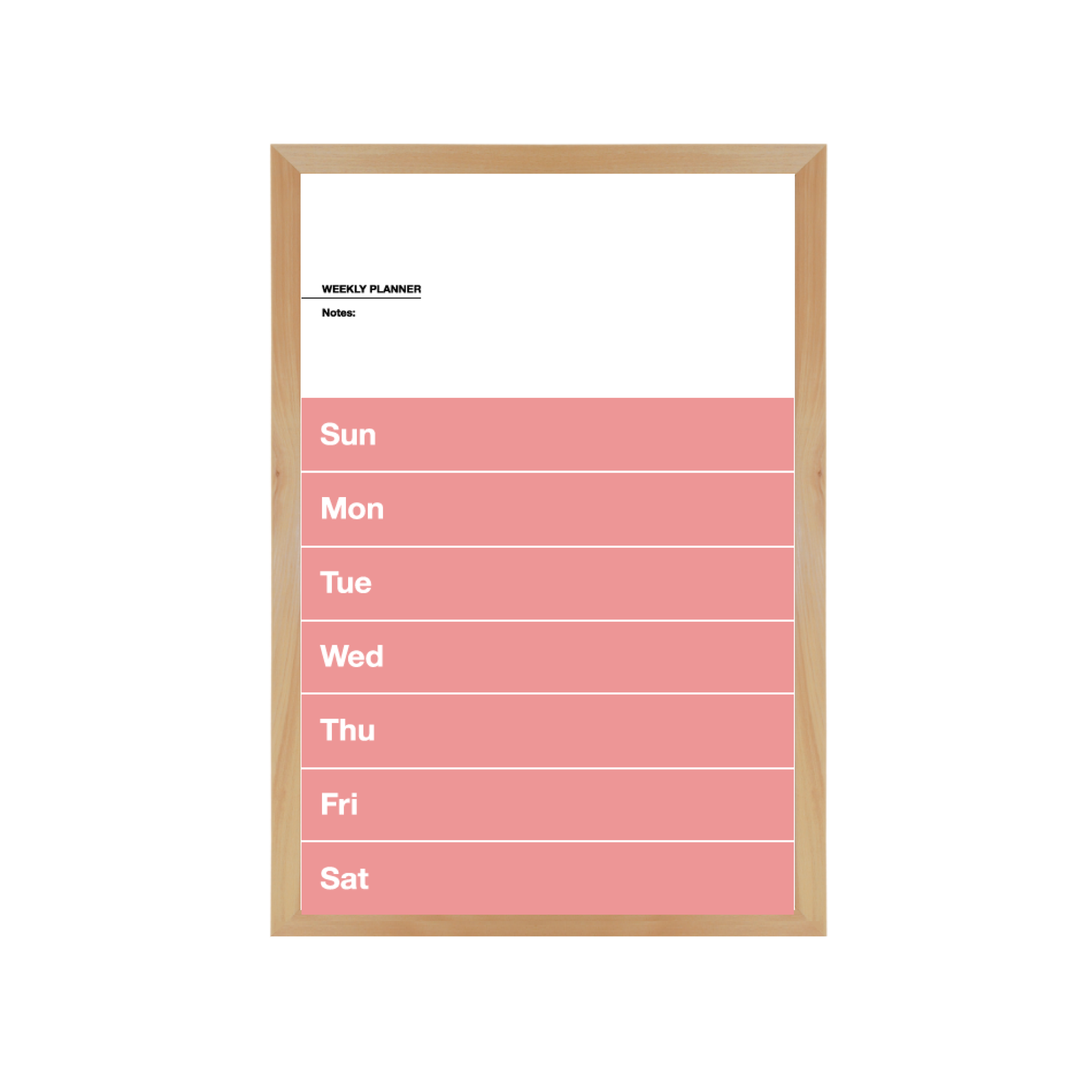 Weekly Planner Wood Frame | Custom Printed Portrait Magnetic Whiteboard